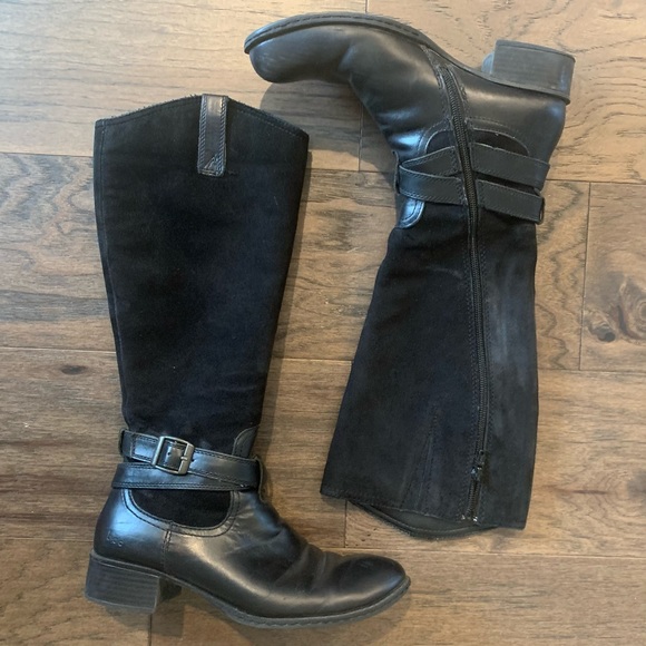 boc Shoes - BOC Black Leather Suede Tall Moto Riding Boots